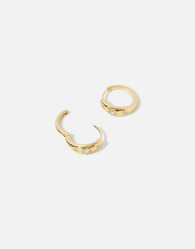 Gold-Plated Chubby Starry Hoop Earrings, , large