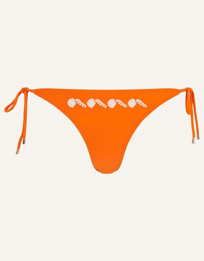 Ornamental Embroidered Tie Side Bikini Briefs, Orange (ORANGE), large