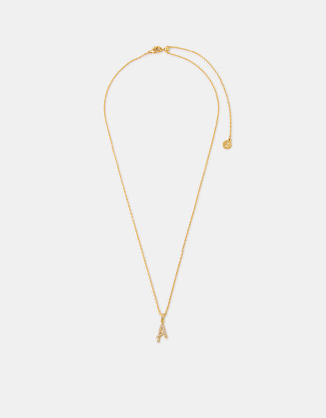 14ct Gold-Plated Script Initial Pendant Necklace, Gold (GOLD), large