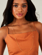 14ct Gold-Plated Pearl Station Necklace, , large