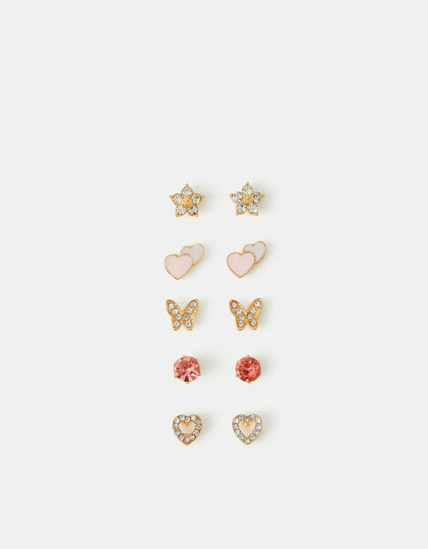 5-Pack Girls Sparkle Stud Earrings, , large