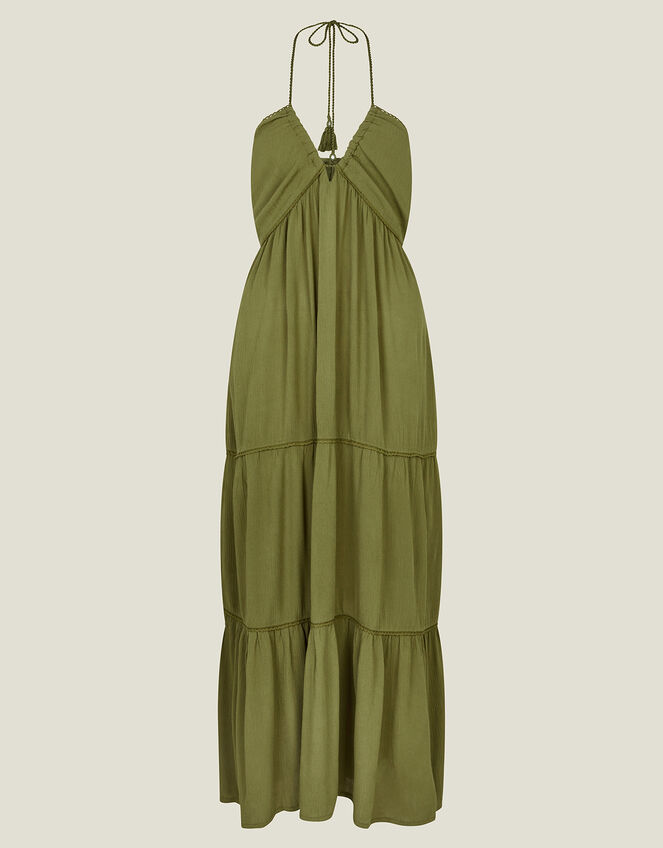 Halter Maxi Dress, Green (KHAKI), large