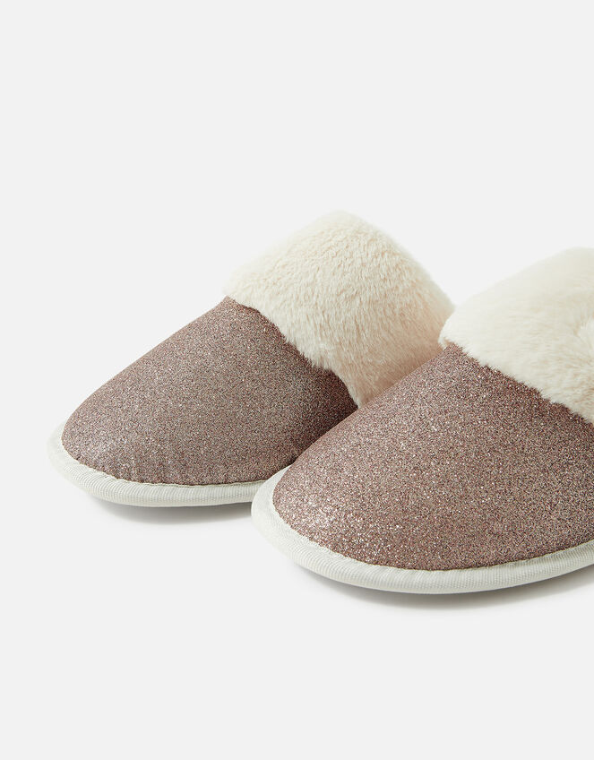 Glitter Fluffy Mule Slippers, Mink (MINK), large