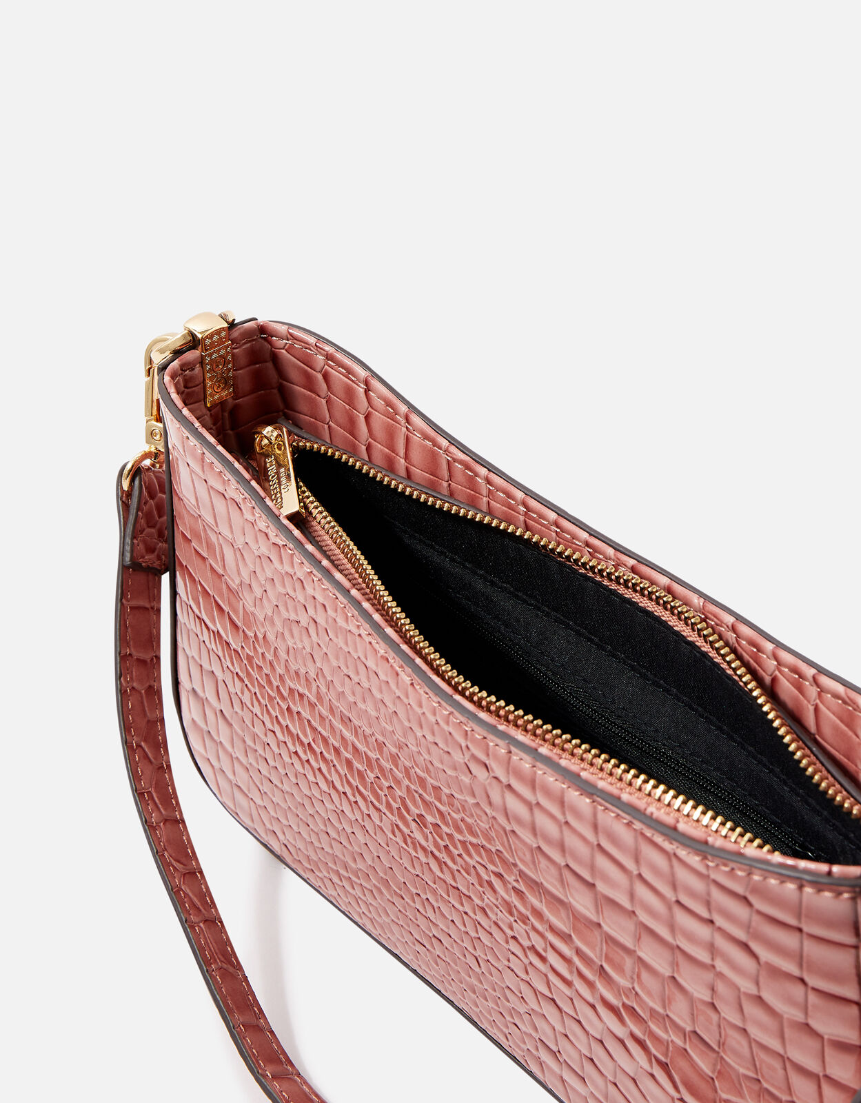 Mango croc shop effect baguette bag