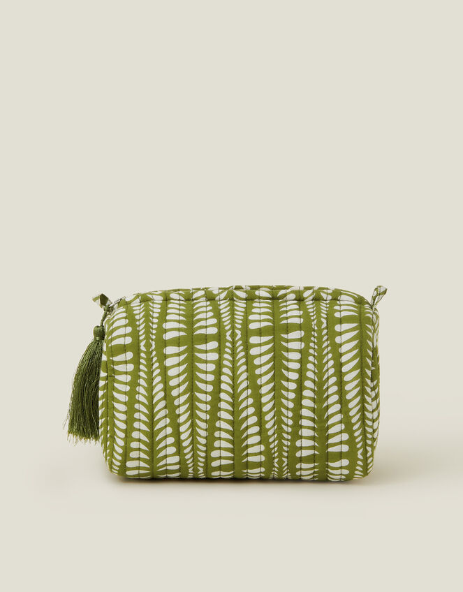 Quilted Block Print Make Up Bag, , large