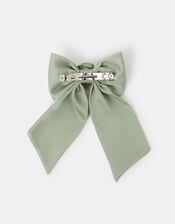 Corsage Bow Barrette Hair Clip Green, , large
