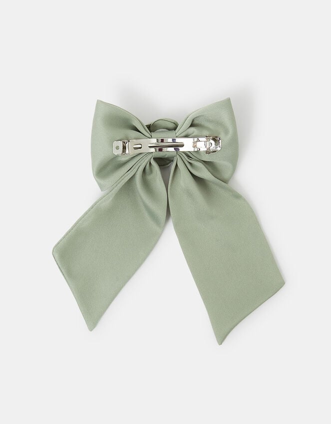 Corsage Bow Barrette Hair Clip Green, , large