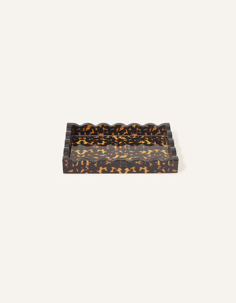 Tortoiseshell Mini Wooden Tray with Scalloped Edge, , large