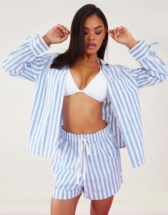 Stripe Co-ord Shorts, Blue (LIGHT BLUE), large