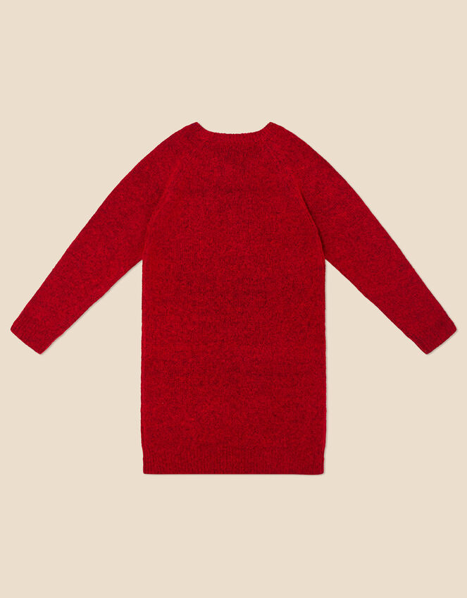 Girls Reindeer Christmas Dress, Red (RED), large