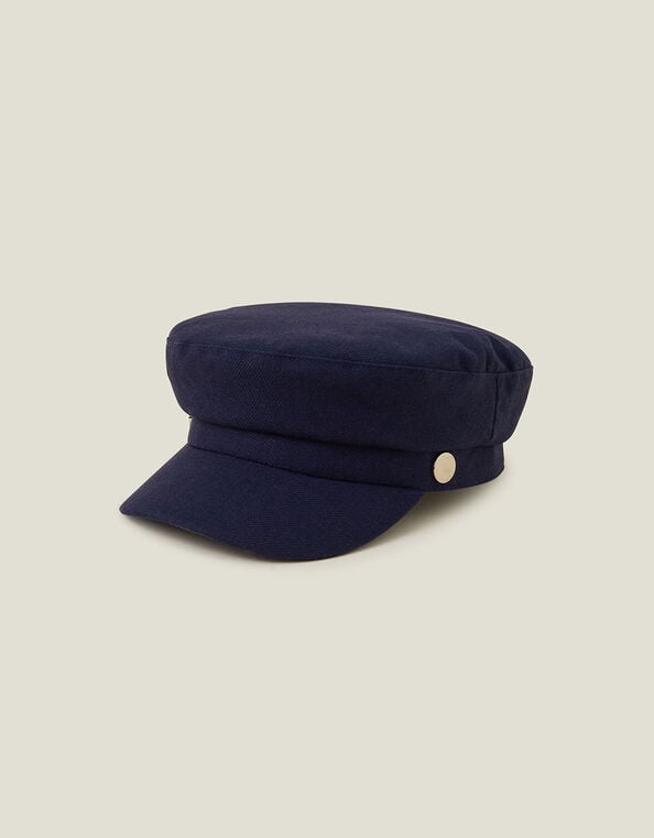 Canvas Baker Boy Hat, Blue (NAVY), large