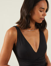 Plunge Cross-Over Shaping Swimsuit, Black (BLACK), large
