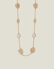 Long Textured Pendant Station Necklace, , large