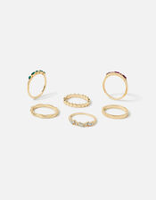 Gem Rings 6 Pack, Multi (DARKS-MULTI), large
