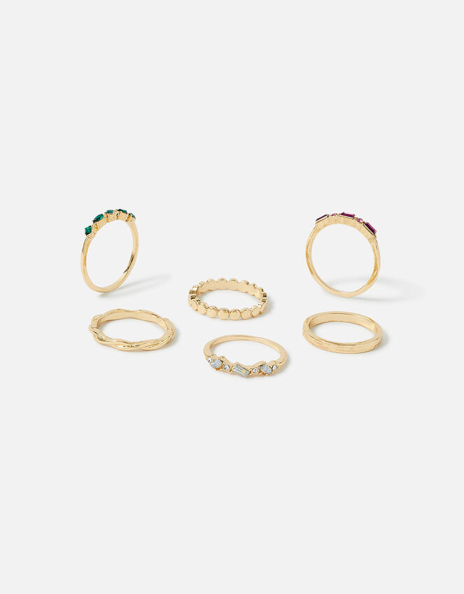 Gem Rings 6 Pack, Multi (DARKS-MULTI), large