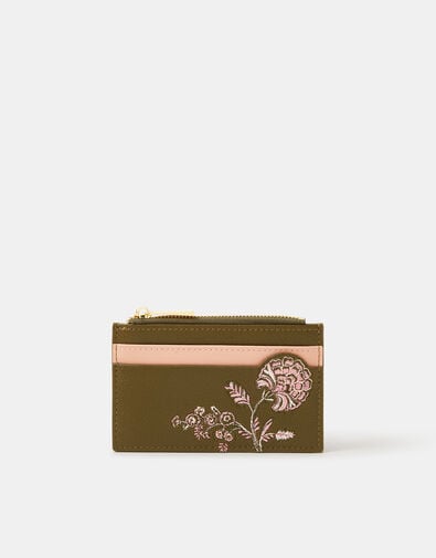 Floral Embroidered Card Holder, , large