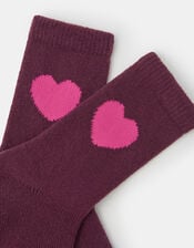 Heart Print Socks, Red (BURGUNDY), large