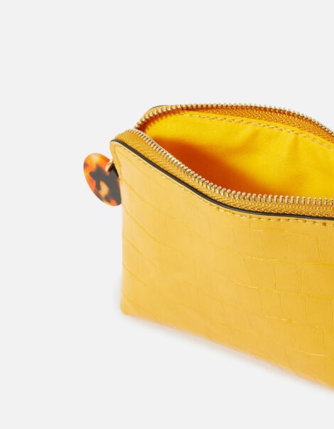 Faux Croc Resin Coin Purse Yellow, Yellow (YELLOW), large