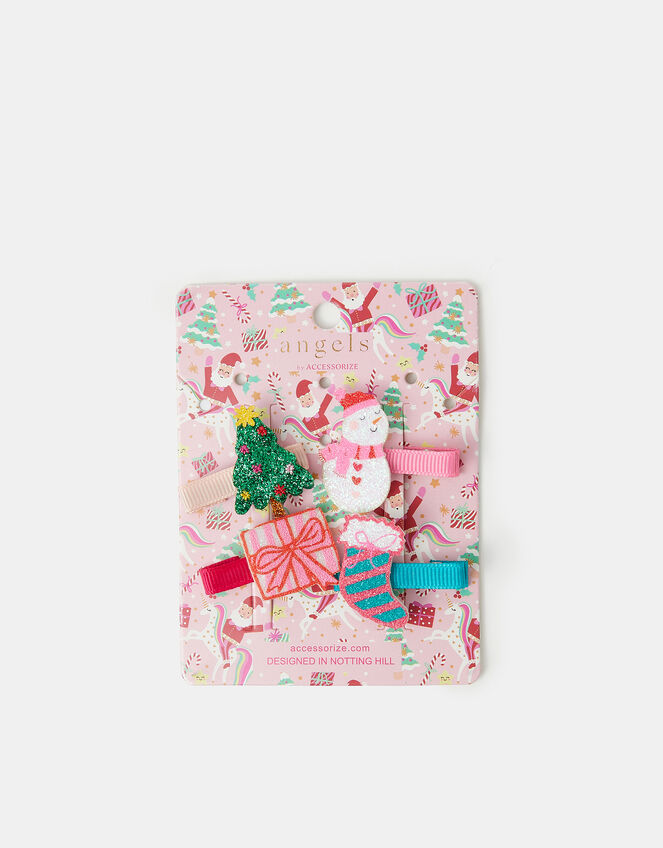 4-Pack Girls Christmas Hair Clips, , large