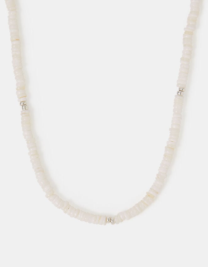 Sterling Silver-Plated Shell Beaded Necklace, , large