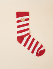 Candy Stripe Heart Socks, , large