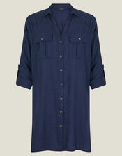 Long Sleeve Beach Cover Up Shirt, Blue (NAVY), large