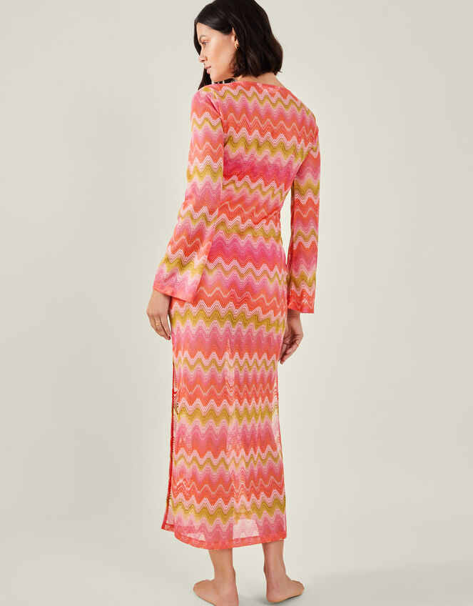 Long Sleeve Crochet Maxi Dress Cover Up, BRIGHTS, large