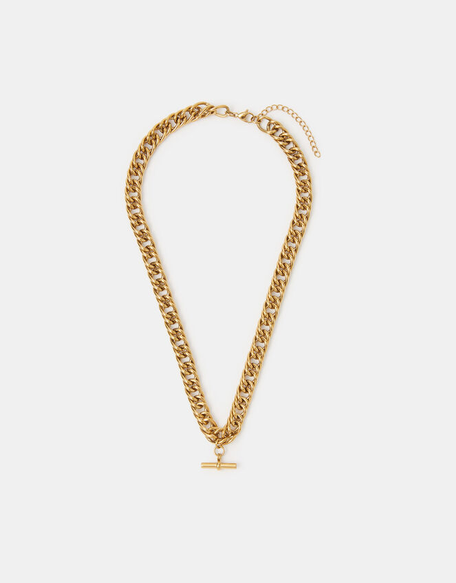 Stainless Steel Chunky T-Bar Necklace, , large
