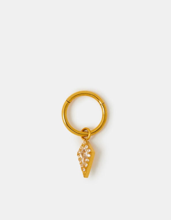 14ct Gold-Plated Surgical Steel Lozenge Hoop Earring, , large