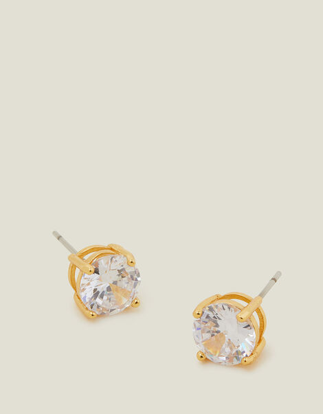 14ct Gold-Plated Large Bling Stud Earrings, , large
