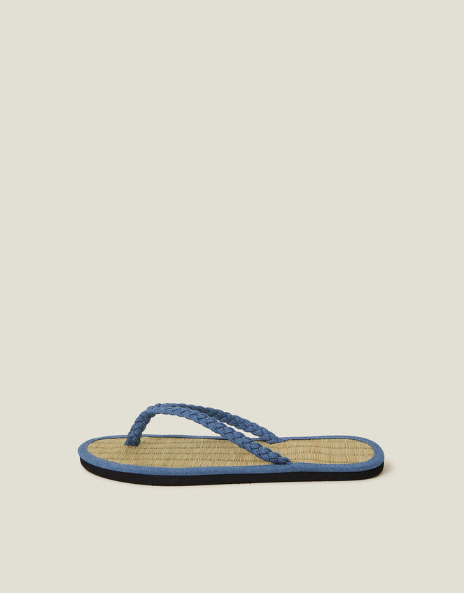 Denim Seagrass Flip Flops, Blue (NAVY), large