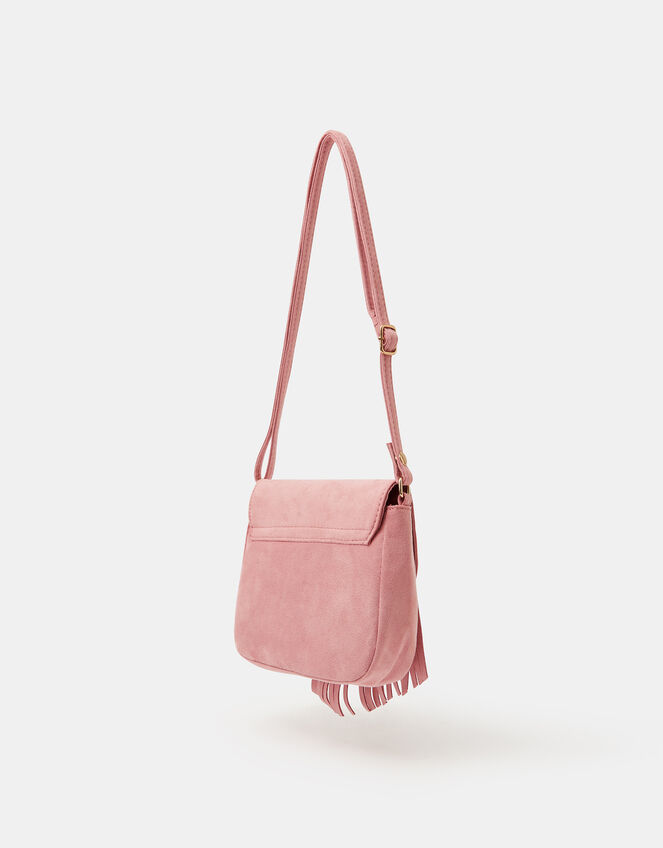 Girls Floral Embroidered Fringe Crossbody Bag, , large
