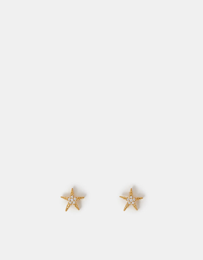 14ct Gold-Plated Starfish Stud Earrings, , large