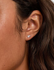 Sterling Silver Star Climber Stud Earrings, , large