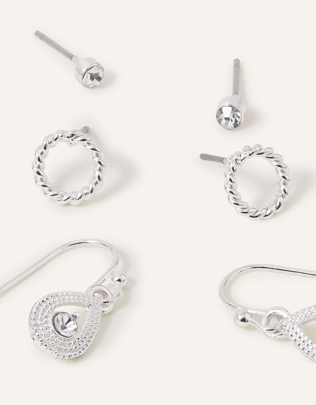 accessorize Crystal Drop Earrings Set of Three