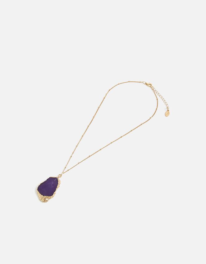 Statement Stone Slice Pendant Necklace, , large