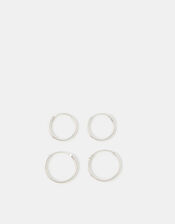 2-Pack Sterling Silver Hoop Earrings, , large