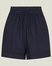High Waist Beach Shorts, Blue (NAVY), large