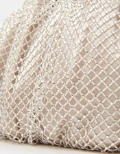 Sequin Clip Frame Clutch, Ivory (IVORY), large