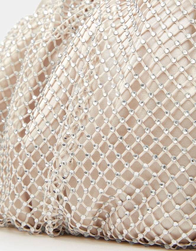 Sequin Clip Frame Clutch, Ivory (IVORY), large