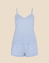 Seersucker Gingham Pyjama Set, Blue (BLUE), large