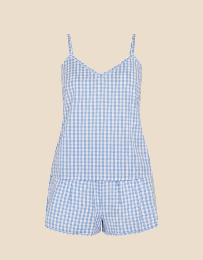 Seersucker Gingham Pyjama Set, Blue (BLUE), large