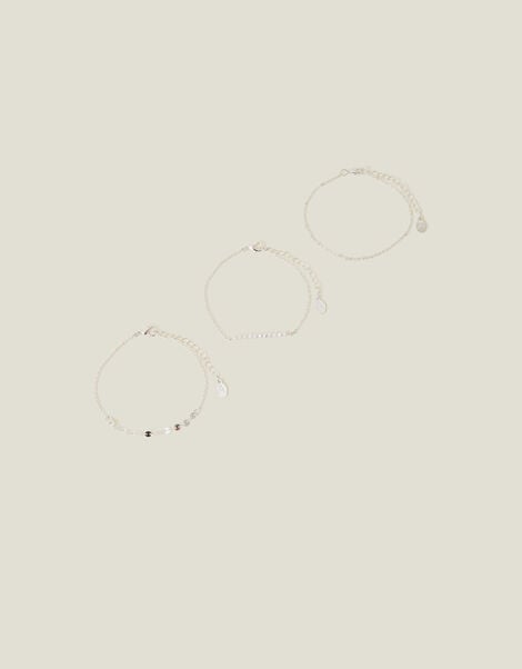 Disc Pearl Anklets Set of Three, , large