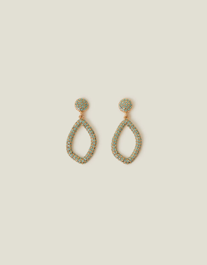 Encrusted Teardrop Earrings, Green (GREEN), large