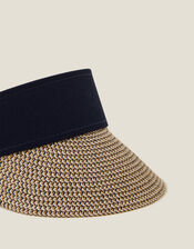 Straw Sun Visor Navy, , large