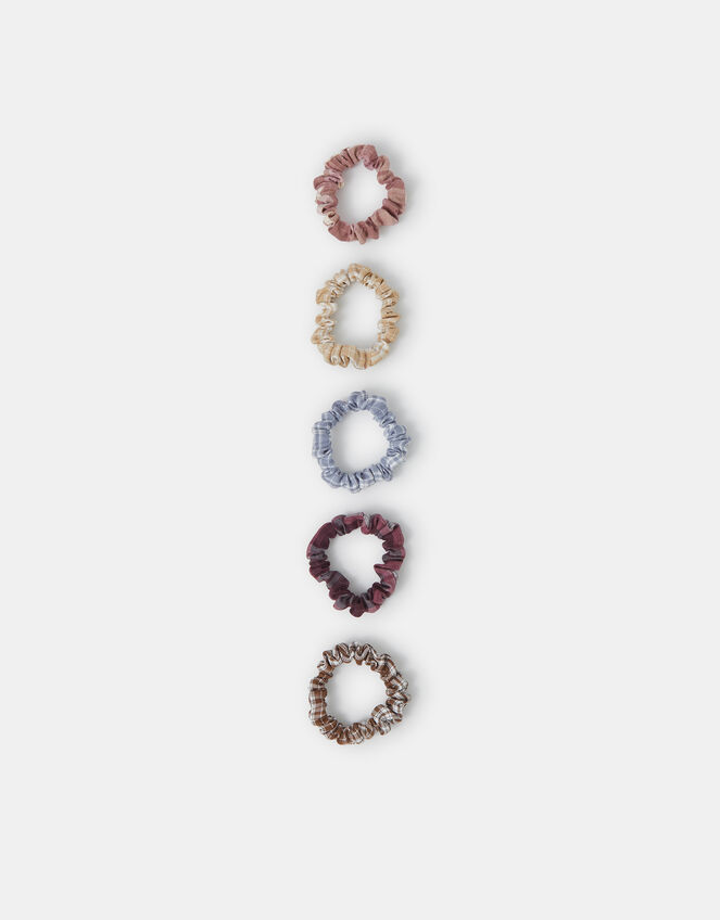 5-Pack Check Print Hair Scrunchies, , large