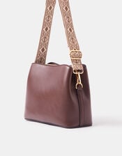 Webbing Strap Crossbody Bag , Brown (CHOCOLATE), large