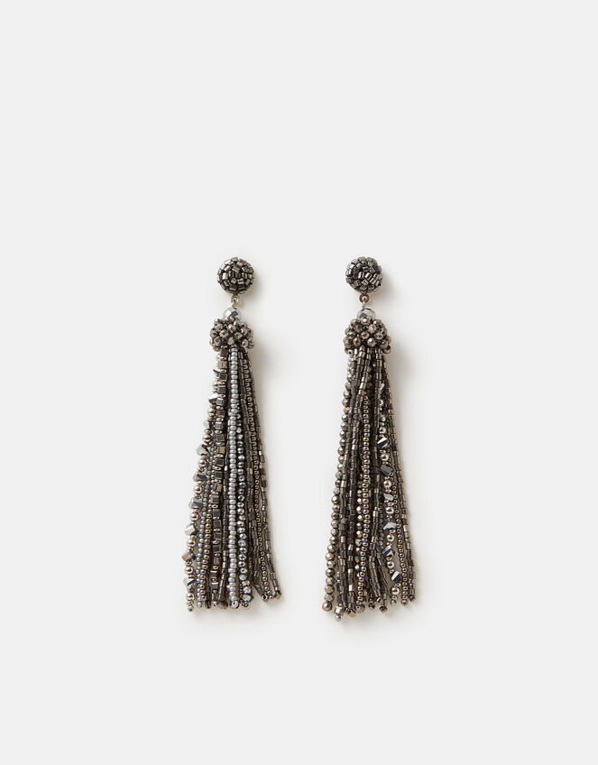 Bead Tassel Drop Earrings, , large
