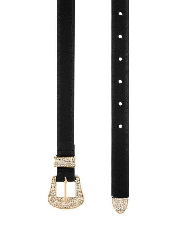 Diamante Western Buckle Belt, Black (BLACK), large