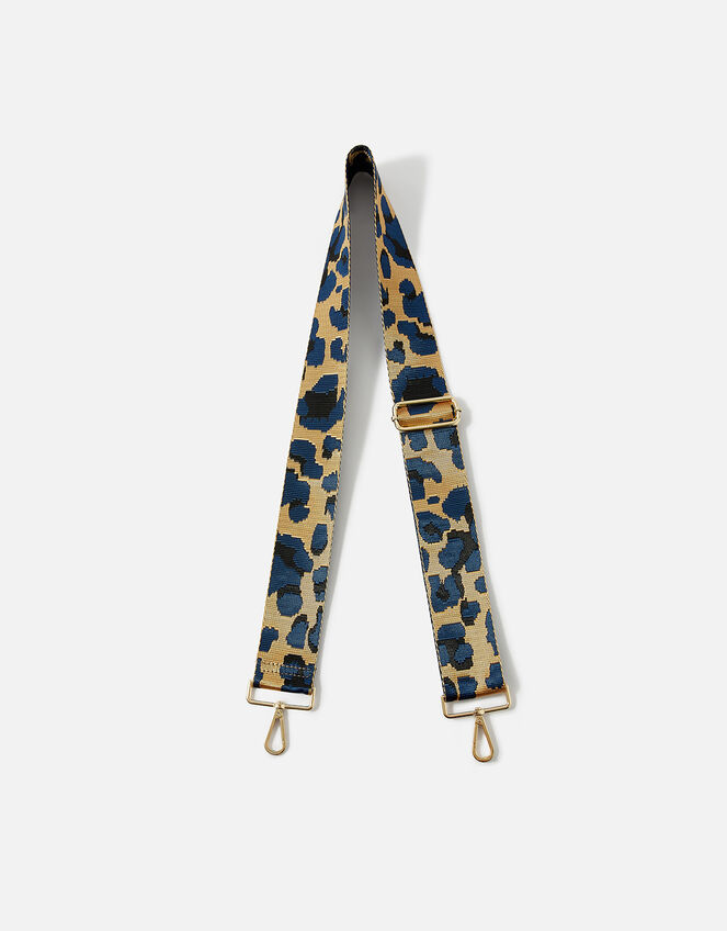 Oversized Leopard Bag Strap, Blue (NAVY), large